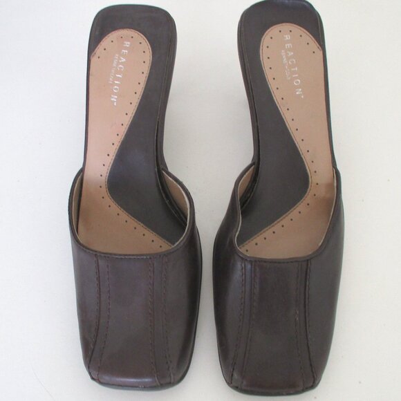 Kenneth Cole Reaction Womens Brown Leather Slide 2.5" Heel - Size 10M - Picture 4 of 8